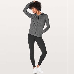 Lululemon City Trek Jacket Hoodie 8 Womens Heather Black Thumbholes Dual Zip
